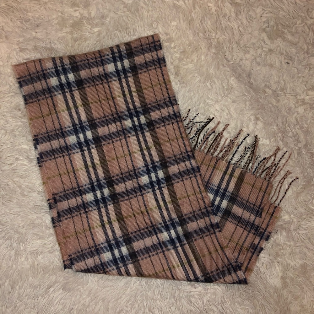 Pink Plaid Skinny Scarf